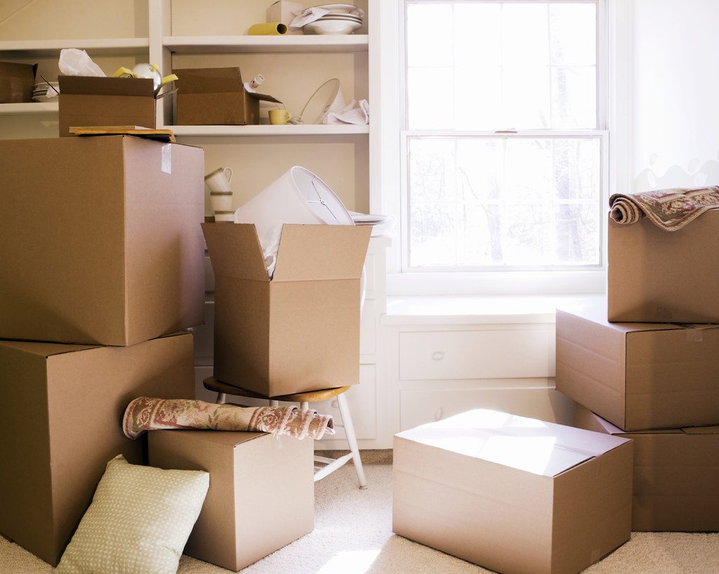 Gepackte Umzugskartons in einer hellen Wohnung